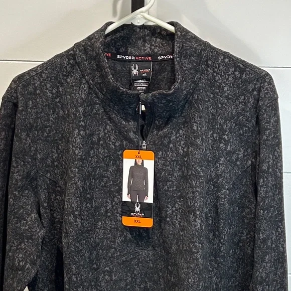 Spyder 1/4 zip Fleece Black Tonal (Abstract) Sweater - XXL - NWT - Picture 7 of 8